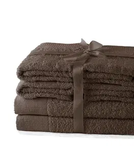 Ručníky Sada ručníků AmeliaHome Amary hnědých, velikost 2*70x140+4*50x100
