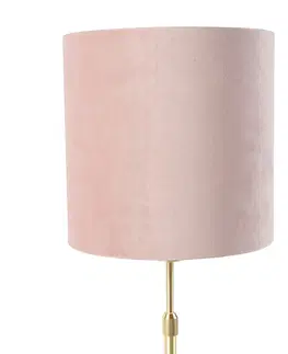 Stolni lampy Stolní lampa zlatá / mosazná s růžovým sametovým odstínem 25 cm - Parte