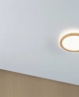 LED stropní svítidla PAULMANN LED Panel Atria Shine Backlight IP44 kruhové 190mm 11,2W 4000K design dřevo 710.32