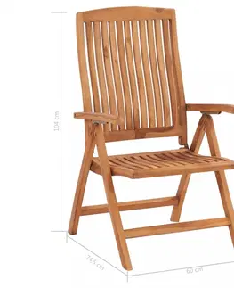 Zahradní židle Skládací zahradní židle s poduškami 8 ks teak / látka Dekorhome Černá