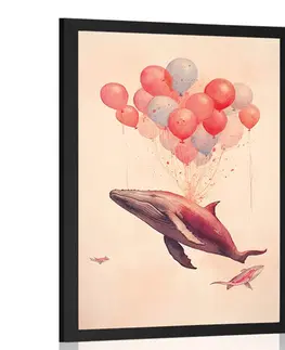 Zasněná zvířátka Plakát zasněná velryba s balony