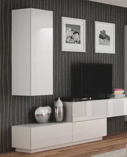 TV stolky Závěsný TV stolek LIVO s elektrickým krbem Halmar