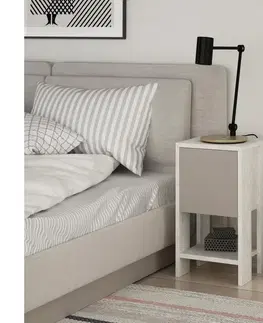 Noční a toaletní stolky  Noční stolek EMA 55x30 cm bílá/béžová 