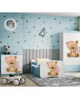 Dětský nábytek Kocot kids Dětská skříň Babydreams 90 cm méďa s kytičkami modrá