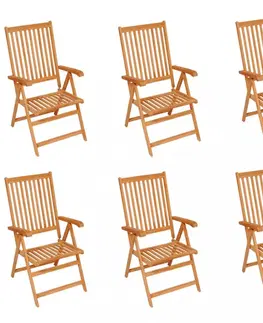 Zahradní židle Zahradní židle 6 ks teak / látka Dekorhome Červená / bílá