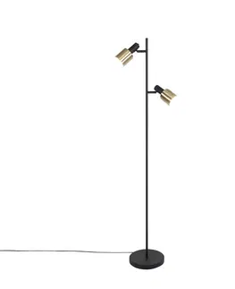Stojaci lampy Chytrá stojací lampa černá se zlatem včetně 2 Wifi A60 - Stijn