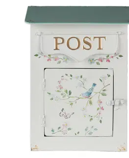 Poštovní schránky Krémová retro poštovní schránka s ptáčkem - 22*12*31 cm Clayre & Eef 6Y4237