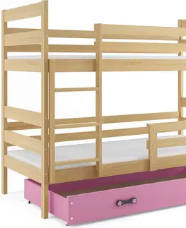 Postele BMS Dětská patrová postel ERYK | borovice Barva: Borovice / růžová, Rozměr: 200 x 90 cm
