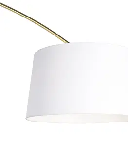 Obloukove lampy Oblouková lampa mosazná s bílým látkovým stínidlem bílá 50 cm - XXL
