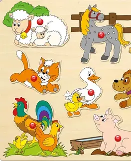 Hračky puzzle WOODY - Puzzle na desce - zvířata u statku