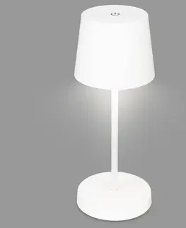 Venkovní osvětlení terasy Briloner Stolní lampa LED Piha s dobíjecí baterií, bílá