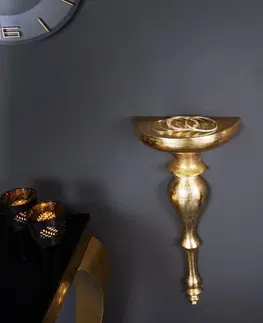 Luxusní a dizajnové police Estila Exkluzivní antická nástěnná konzola Persephone z kovu zlaté barvy 80cm