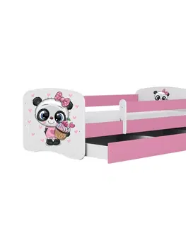 Dětské postýlky Kocot kids Dětská postel Babydreams panda růžová, varianta 80x160, se šuplíky, s matrací