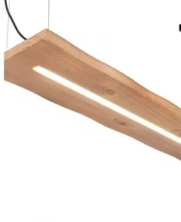 LED lustry a závěsná svítidla PAUL NEUHAUS LED závěsné svítidlo, dřevo, přírodní, CCT, stmívatelné, paměť, IP20 2700-5000K