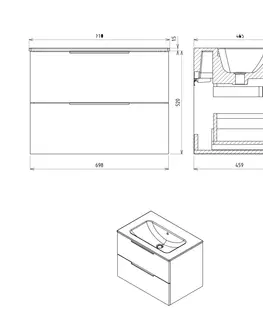 Koupelnový nábytek SAPHO CIRASA umyvadlová skříňka 69,8x52x46cm, bílá lesk
