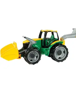 Dřevěné vláčky Lena Traktor se lžící a bagrem, 65 cm, zeleno-žlutá