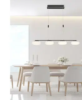 Chytré osvětlení PAUL NEUHAUS Q ETIENNE závěsné svítidlo Smart Home, černá, podlouhlé, 4 ramenné ZigBee 2700-5000K