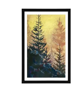 Příroda Plakát s paspartou lesní malba