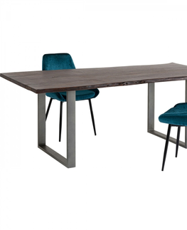 Stoly z masivu KARE Design Stůl Harmony Walnut 200×100 cm - surová ocel