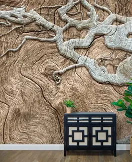 Tapety příroda Tapeta abstraktní strom na dřevě v béžovém