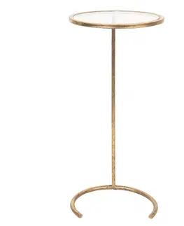 Konferenční stolky Zlatý kovový odkládací stolek - Ø 30*66 cm Clayre & Eef 50363