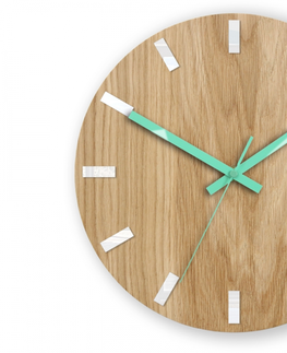 Hodiny ModernClock Nástěnné hodiny Simple Oak hnědo-mátové