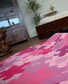 Koberce a koberečky Dywany Lusczow Dětský kulatý koberec PUZZLE fialový, velikost kruh 100