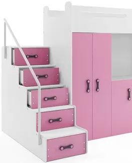 Postele BMS Dětská patrová postel se stolkem MAX 4 Barva: Růžová