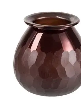 Dekorativní vázy Malá hnědá skleněná váza Carved - Ø 15*15 cm J-Line by Jolipa 86522