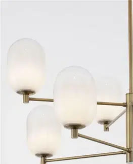 Designová závěsná svítidla NOVA LUCE závěsné svítidlo BALOR opálové sklo a mosazný kov 8xG9 9009245