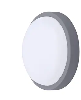LED venkovní nástěnná svítidla Solight LED venkovní osvětlení kulaté, 13W, 910lm, 4000K, IP54, 17cm, šedá barva WO745-G