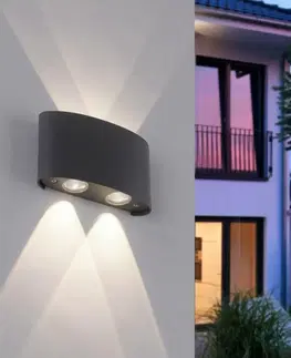 LED venkovní nástěnná svítidla PAUL NEUHAUS LED nástěnná lampa, 4 bodové, antracit, venkovní i vnitřní, dekorativní 3000K