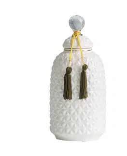 Luxusní a designové vázy a láhve Estila Designová bílá váza Heros 30cm