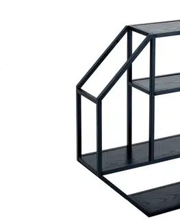 Regály a poličky LuxD Designový nástěnný regál Maille 77 cm černý jasan