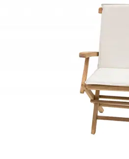Zahradní židle a křesla DEOKORK Zahradní skládací křeslo s poduškou IVORY (teak)