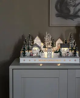 Svícny Konstsmide Christmas LED světelný oblouk Dorf ze dřeva, trafo/baterie