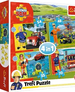 Hračky puzzle TREFL - Puzzle 4v1 - Odvážný Požárník Sam / Prism A&D Fireman Sam