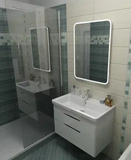 Koupelnová zrcadla SAPHO FLOAT zrcadlo s LED podsvícením 500x700, bílá 22571