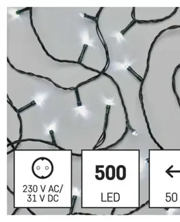 Vánoční řetězy a lamety EMOS LED vánoční řetěz Steny s časovačem 50 m studená bílá