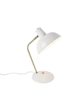 Stolni lampy Retro stolní lampa bílá s bronzem - Milou