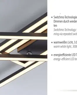 LED stropní svítidla LEUCHTEN DIREKT is JUST LIGHT LED stropní svítidlo černá Switchmo 3-krokové stmívání paměťová funkce krokově stmívatelné 3000K LD 14697-18