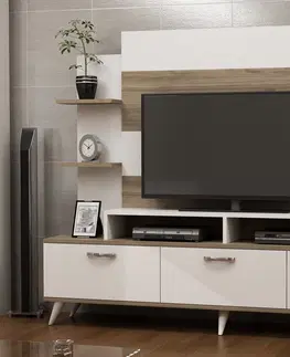 Obývací stěny a sestavy nábytku Televizní stěna DIANA bílá ořech