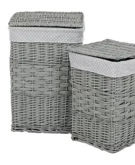 Úložné boxy Sada proutěných košů na prádlo Šedý puntík, 2 ks, 2 velikosti, 40 x 60 x 40 cm