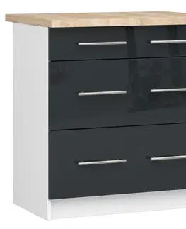 Kuchyňské dolní skříňky Ak furniture Kuchyňská skříňka Olivie S 80 cm 3S bílá/grafit