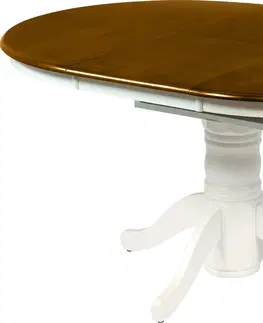 Designové a luxusní jídelní stoly Estila Provence oválný rozkládací jídelní stůl Felicita hnědo-bílé barvy 106-146cm