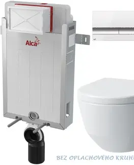 WC sedátka ALCADRAIN Renovmodul předstěnový instalační systém s bílým/ chrom tlačítkem M1720-1 + WC LAUFEN PRO RIMLESS + SEDÁTKO AM115/1000 M1720-1 LP1