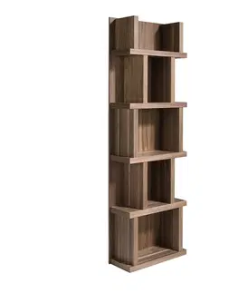 Luxusní knihovny a regály Estila Moderní knihovna Vita Naturale hnědá ze dřeva s pěti policemi 190cm