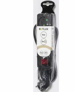 Prodlužovací kabely Retlux RPC 21B Prodlužovací kabel s vypínačem černá, 3 zásuvky, 5 m