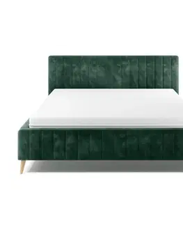Čalouněné postele Manželská postel s roštem Tamina, 180x200, Tmavě Zelená