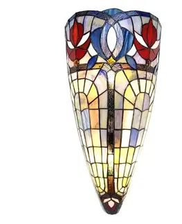 Svítidla Krémovo-modrá nástěnná lampa Tiffany Mood - 26*18*41 cm E27/max 2*60W Clayre & Eef 5LL-6143